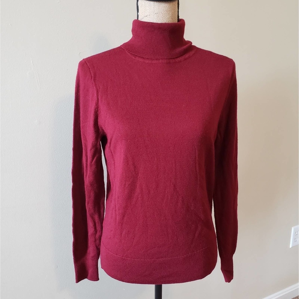 J crew merino wool blend turtleneck knit sweater red L